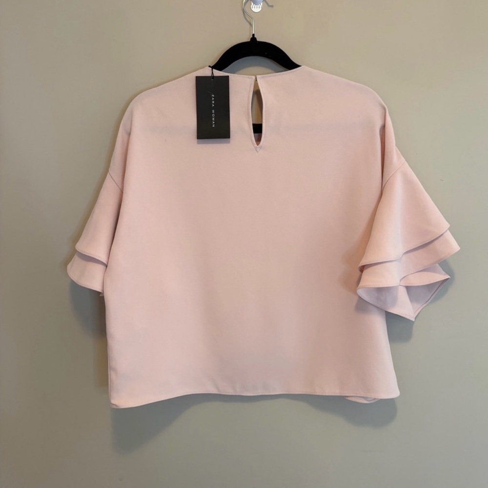 NWT Zara Blouse Size Small Pink Ruffles $199 Retail Barbie Pretty Girlie Office - Picture 5 of 10